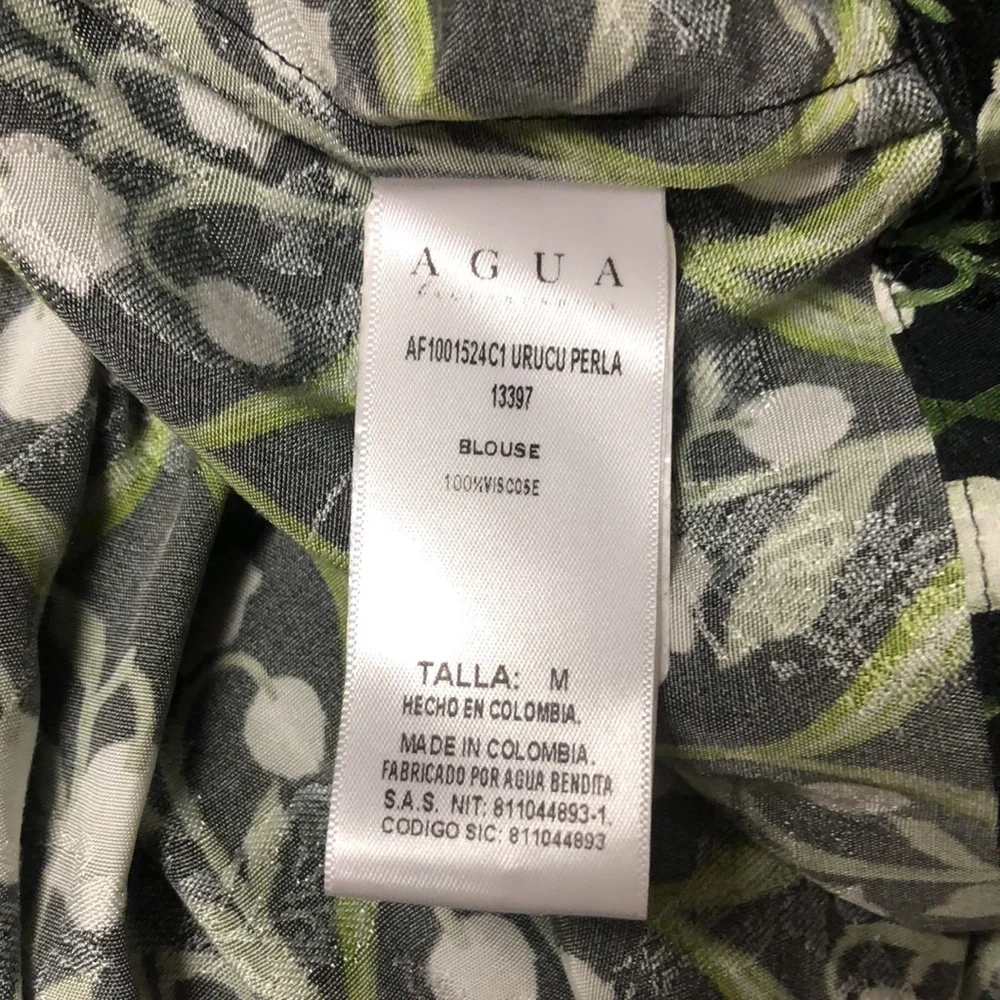 AGUA BY AGUA BENDITA Floral Off-Shoulder Top - Black and Green Size M - Picture 11 of 12